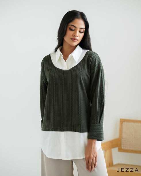 Color Block Contrast Textured Top 66181